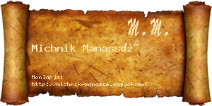 Michnik Manassé névjegykártya